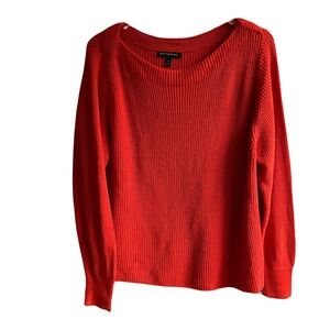 Banana Republic Red Orange Boat Neck Sweater Size M Knit Fall Winter Jumper